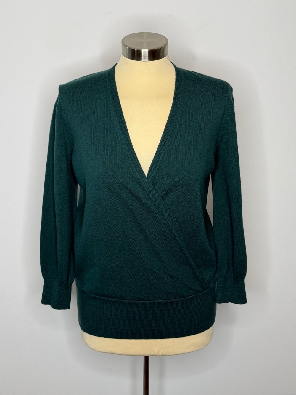 Ann Taylor Factory Deep Forest Green Mock Wrap Sweater